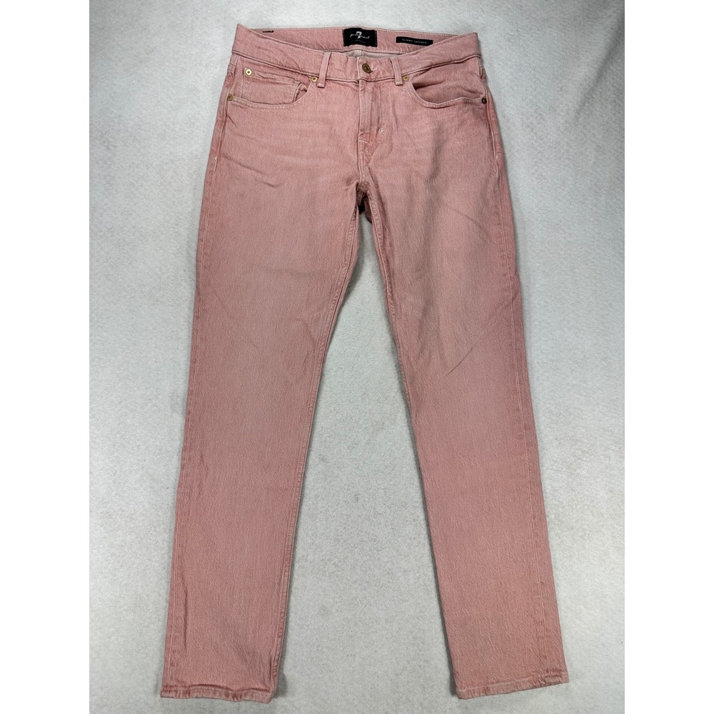 7 For All Mankind Slimmy Tapered Jeans Womens 32 Pink Dusty Rose Denim Pants